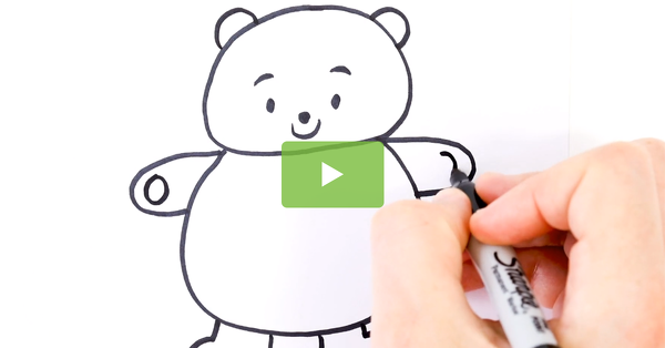 去如何画一个泰迪熊——直接画视频为孩子们的视频